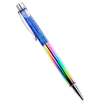 China office & School Pen New Design Rose Gold Aluminum Metal Ball Pen Gift Promotion Floating Pen DIY Glitter Liquid Ballpoint Pens for sale