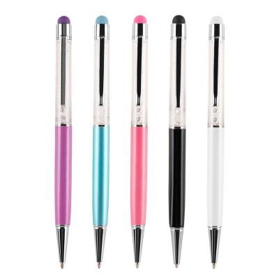 China Cell Phone Factory Luxury 2 in 1 Crystal Ballpoint Pen With Custom Metal Logo Phone Pen Touch Screen Pen For Smart Gift Stylus Pen for sale