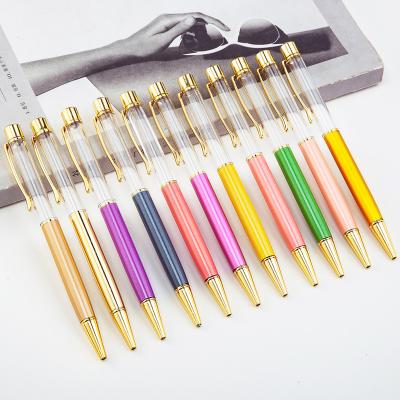 China 2021 High Quality Glitter Crystal Dry Flower Filled Oil Blank Pen Empty Tube DIY Ballpoint Pen for sale