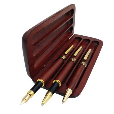 China Promotion 3 Pcs Fountain Pen Kit Luxury Wooden Writing Fountain Pen\Business\School\Office Set With Tip And Gel Pen for sale