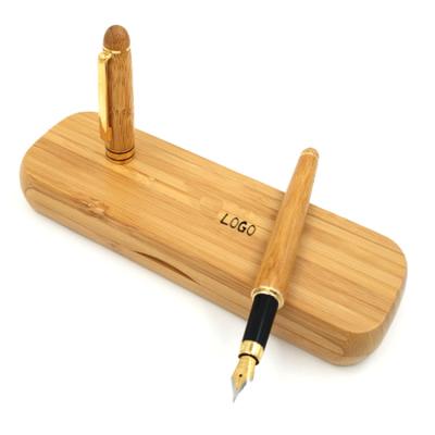 China Student Hot Selling Wooden Tip Gift Set Eco Bamboo Fountain Pen Kit For Gift for sale