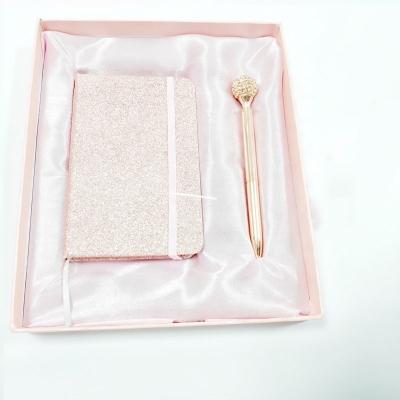 China office & School Girl Wholesale Promotional Stationery Gift Set School Student Notebook and Pen Set For Gift Glitter Design School Pen 2020 New for sale