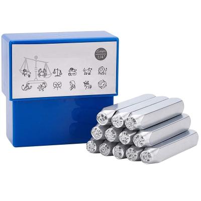 China Carbon Steel 12 Animal Zodiac Metal Stamps Horoscope Design Metal Stamps (6mm 1/4