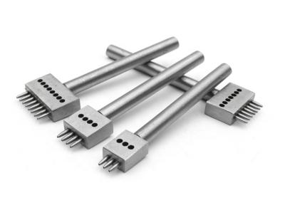 China Diy Stainless Steel Hand Leathercraft Punch Hole Tools Round Fork 4/5/6mm Row Punch Tool Kit 3pcs/set 2/4/6 for sale