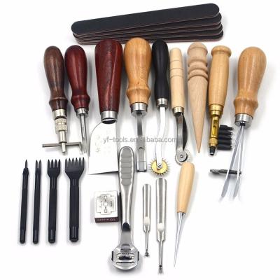 China 18pcs DIY Leather Craft Tool Kit Craft Punch Leather Tool Kit Quilting Carving Leather Stitching Tool Working Saddle Notcher Craft DIY for sale