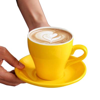 China Wholesale 280ml Viable Porcelain Turkish Coffee Ceramic Reusable Cup And Saucer for sale