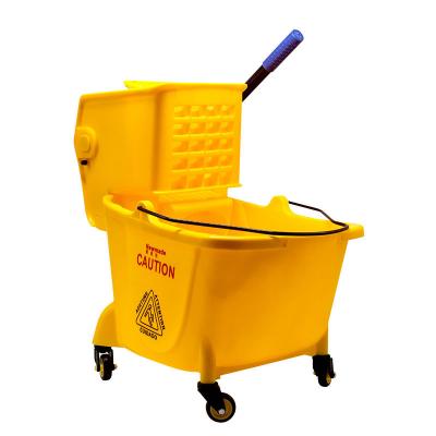 China Yellow Broom Cleaning Wringer Bucket Broom Plastic Side Wringer Direct Viable Factory 24 Liters Plastic Side Wringer for sale