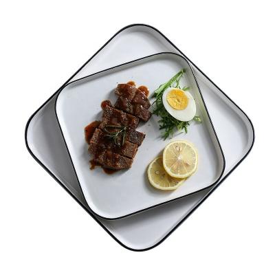 中国 Restaurant Viable Creative White Wedding Dish Round Steak Pasta Luxury Ceramic Square Dish Set Porcelain Dinner Dishes 販売のため