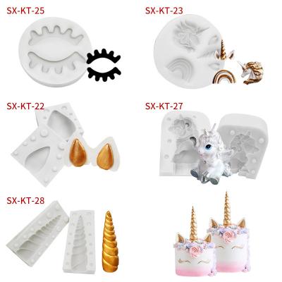 China New Viable 3d Unicorn Shape Silicone Molds Fondant Cake Decorating Chocolate Candy Cake Fondant Silicone Mold For DIY Handmade for sale