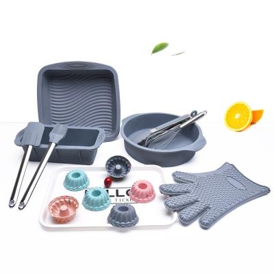 China 14 Piece Disposable High Temperature Resistant Silicone Cake Tool Set Silicone Cake Molds Bakeware Bakeware Sets for sale