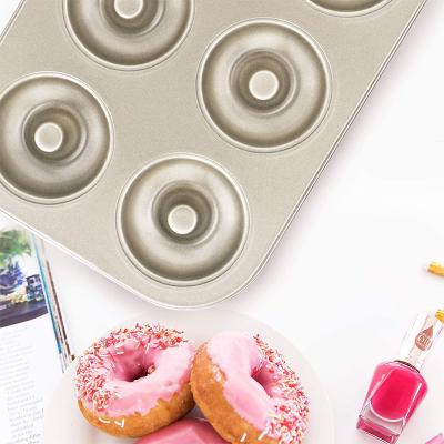 中国 6 Holes High Quality Viable Pan Tray Baking Dishes Donut Cake Aluminum Baking Tools Carbon Steel Cake Molds 販売のため