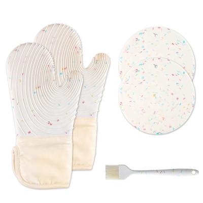 중국 Minimalist Cotton Microwave Oven Gloves Baking Tools Anti-Scalding Oven Mitts Non-Slip Heat Resistant Silicone Silicone Insulation Gloves 판매용