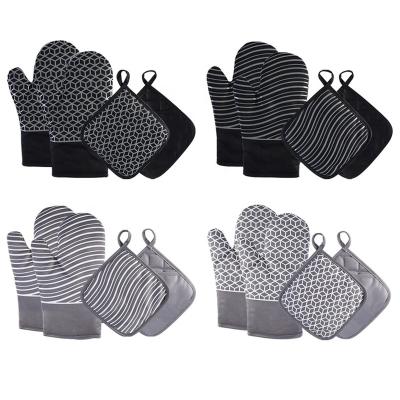 中国 Higher Heat Resistant Nordic Style Thickened Cotton Gloves Kitchen Cooking BBQ Microwave Oven Insulation Gloves Glued Cotton Heat Resistant Gloves 販売のため