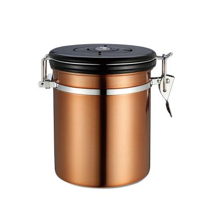 China Sustainable Stainless Steel Coffee Canister 1.5L/1.8L Coffee Bean Storage Tank Dried Fruit Tea Food Storage Container With Exhaust Valve en venta