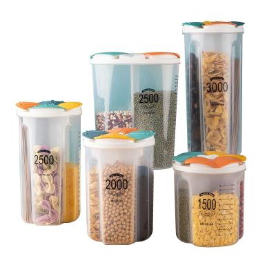 China Transparent Measured Storage And Jar Plastic Whole Grain Freshness Preservation Food Grade Bottle Boxes Kitchen Organizer Storage Boxes Food Container Te koop