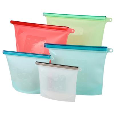 中国 Kitchen Viable Freezer Bag Household Refrigerator Food Grade Platinum Silicone 500ml Reusable Ziplock Sealed Food Storage Bag 販売のため