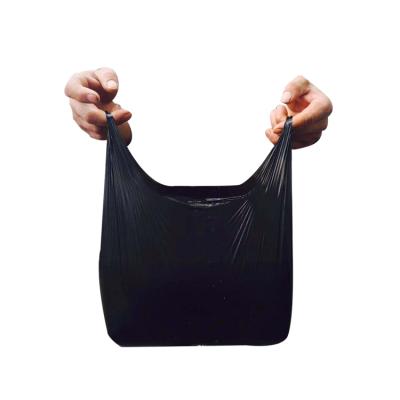 China Wholesale Custom High Quality Disposable Black T-shirt Bag Carrier Vest PE Plastic Waste Bags for sale