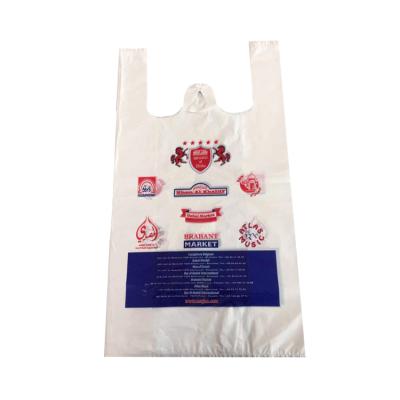 China Disposable Custom Biodegradable Usable T Shirt Grocery Plastic Bags With Logo for sale