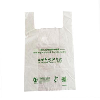 China Disposable Biodegradable Plastic Bags Wholesale Biodegradable Plastic T-shirt Bags Reusable Supermarket Bag Compostable For Supermarket for sale