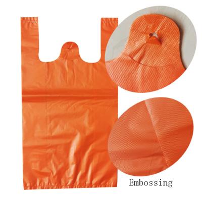 China juxian biodegradable plastic handle folding LDPE HDPE T-shirt bags custom made T-shirt bags for sale