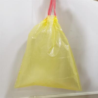 China Small HDPE Colored Plastic Folding Drawstring Trash Garbage Bag With Drawstring for sale