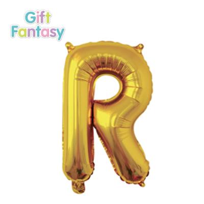 China Gift Toy 16 Inch Golden Alphabet Letter R Balloons Happy New Year Foil Helium Balloon Happy Birthday Decoration for sale