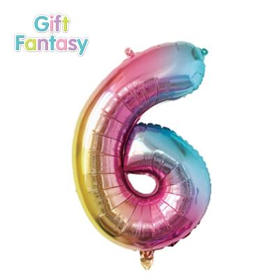 China 32 Inch Happy Birthday Gradient Number 6 Balloons Aluminum Foil Hanging Balloon Gift Toy For Wedding Birthday Party for sale