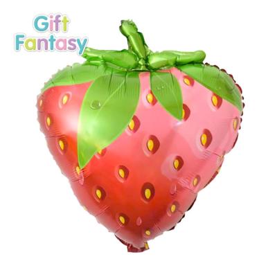 China Gift Toy Strawberry Foil Balloon Customized Size Fruit Shaped Advertising Decorations Balloons Strawberry Logo Shaped Balloon OEM globo for sale