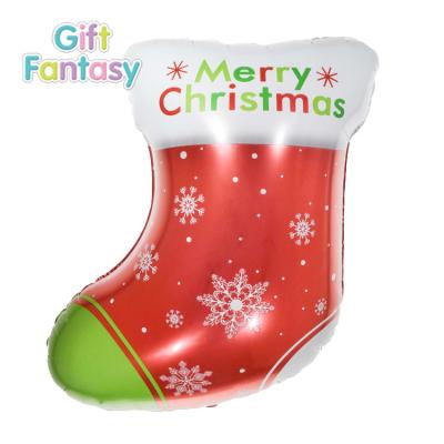 China Gift Toy Christmas Decorations Elk Santa Socks Balloon Party Holiday Decorations Boots Foil Balloon Shape Custom Balloon for sale