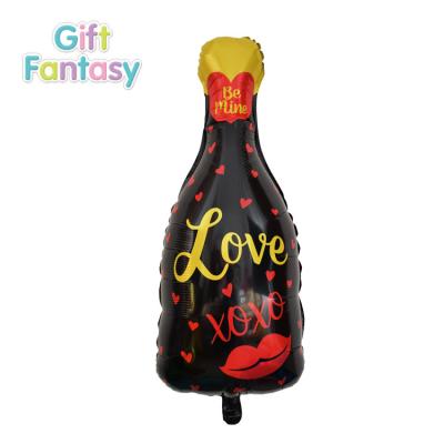 China Gift Toy New Design Wedding Party Decoration Black Wine Bottle Printing Love Foil Balloon Valentine's Day Helium Foil Balloons for sale