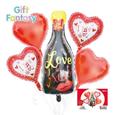 China Gift Toy Wedding Party Decoration Black Wine Bottle Love Foil Balloon Valentine's Day Helium Balloon Set Hot Amazon Balloon Globos for sale