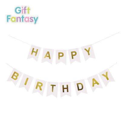 China Customized Birthday Banner Balloons Garland String Wallpaper Hanging Flag Party Decoration Paper Flags Globos GF-Z01 for sale