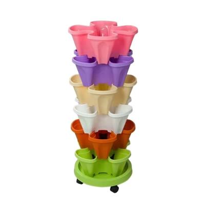 China Modern Stackable Hydroponic Flower Pots Tower Vertical Garden Flower Pot for sale