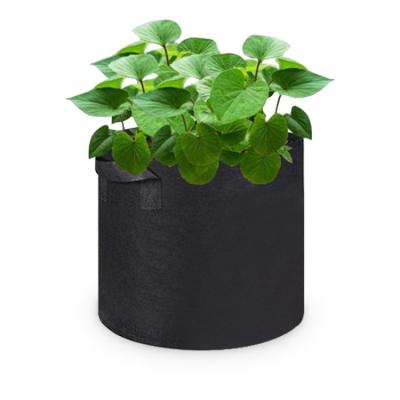 China Flowers Vegetable Garden Big Black Cloth Pot Grow Bag Plant Grow Bag Nonwoven Grow Bags With Handle for sale