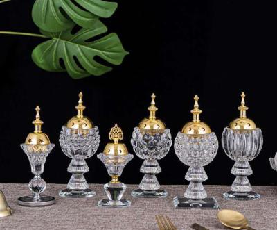 China Luxury Arabic Incense Metal Incense Censer Desktop Gift Censer Censer Oud Bakhoor Glass Burner Mubkhar Chinese Arabic Mubkhar Pot for sale