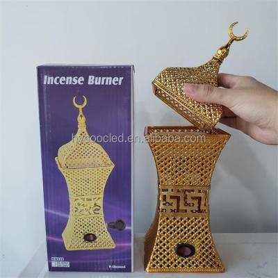 China Arabic Incent bukhoor burner sets bukhoor electric electronic metal metal fan shisha charcoal burner gold incense holder for sale