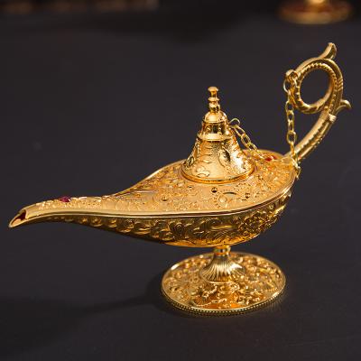 China Indian Brass Cone Gold Brass Gold Cavity Censer Lamp Aladdin Incense Decoration Bakhoor Car Charcoal Oud Burner Charcoal Bakoor Incense Tweezers for sale