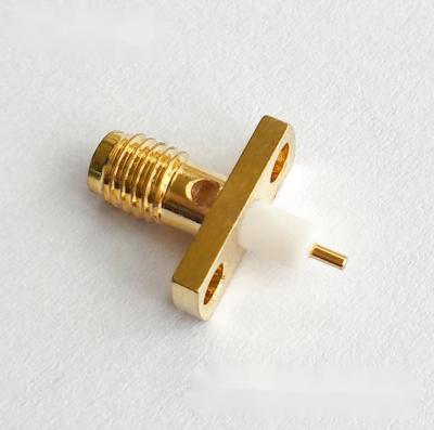 China 50Î © High Quality Gold Plated Mini RF Coaxial Connector With Two Hole Flange SSMA Female Head for sale