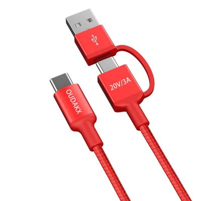 China MP3/MP4 Player Factory Price Nylon Braided USB Cable Fast Charging 2 In 1 USB A To C USB C Cable For Laptop Computer for sale