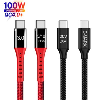 China MP3/MP4 player E-brand chip usb c cable 3A/5A 60W 100W 1M nylon braided type c to type usb c cable for computer for sale