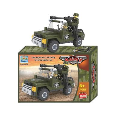 China Interesting plastic construction toy new product 3d military truck blocks assemble brick army construction toy for boy hand-on skill study for sale