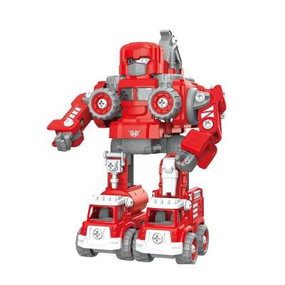 China Educational Toy New Arrival Carryover DIY Building City Battery Powered Engineering Truck Set with Light and Music 5 in 1 Deformation Toy Robot for sale