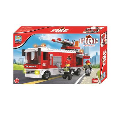 China Building Toy Educational DIY Fire Truck Theme Brick Plastic Toy Car For Kids Building Block Sets for sale