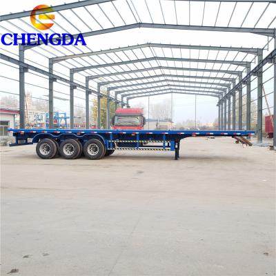 China Truck Trailer Factory Manufacture Container Flat Bed 40FT Used Flatbed Trailer for sale