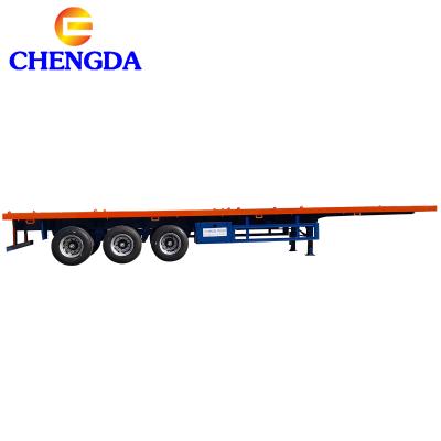 China Hot Sale Truck Trailer Heavy Duty Flatbed Truck Trailer 3 Axles Container Tractor Trailer Flat In Low Price for sale