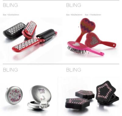 China Bling Bling Foldable Decoration Pocket Comb Foldable Hair Styling Comb Hairdressing Comb Detangler Hair Brush for sale