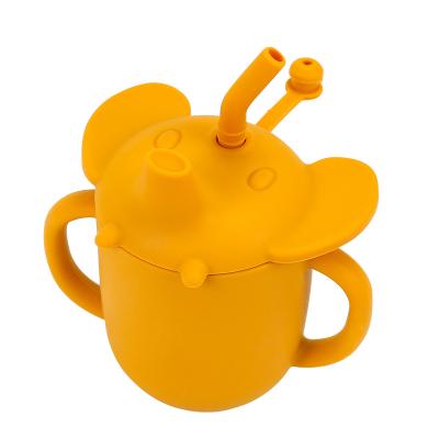 China Cute Elephant Silicone Practicing Cups for Infants and Toddlers for Little Hands for sale