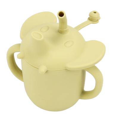 China Cute Elephant Silicone Sippy Cups with Soft Silicone Straw for Infants and Toddlers for sale