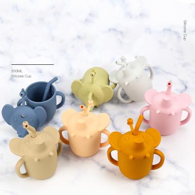 China BPA Free New Design Animal Shape Baby Cups For Water And Milk Silicone Kids Sippy Cups Water Bottles for sale