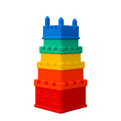 China Popular Castle Stack Toy Food Grade Safe Silicone Kids Toys for sale